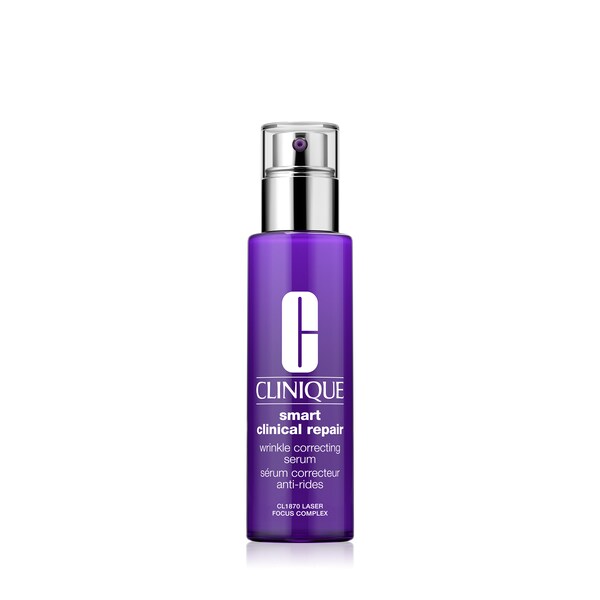 Clinique Smart Clinical Repair™ Sérum de Corrección Antiarrugas, El suero antienvejecimiento más avanzado de Clinique con un 9.5% de péptidos y un 1% de retinoide avanzado. Ayuda a reducir la apariencia de arrugas, a levantar visiblemente, suavizar, reafirmar y aumentar la luminosidad. El 100% muestra líneas y arrugas visiblemente reducidas.*