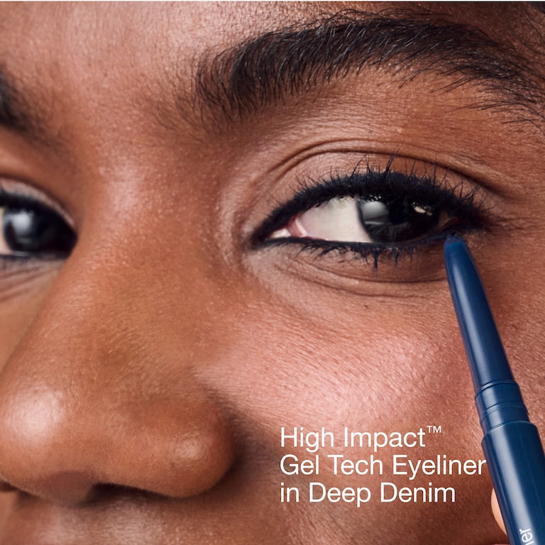 High Impact&trade; Gel Tech Eyeliner, Deep Denim, 0.35g, Model, Deep Skin Tone