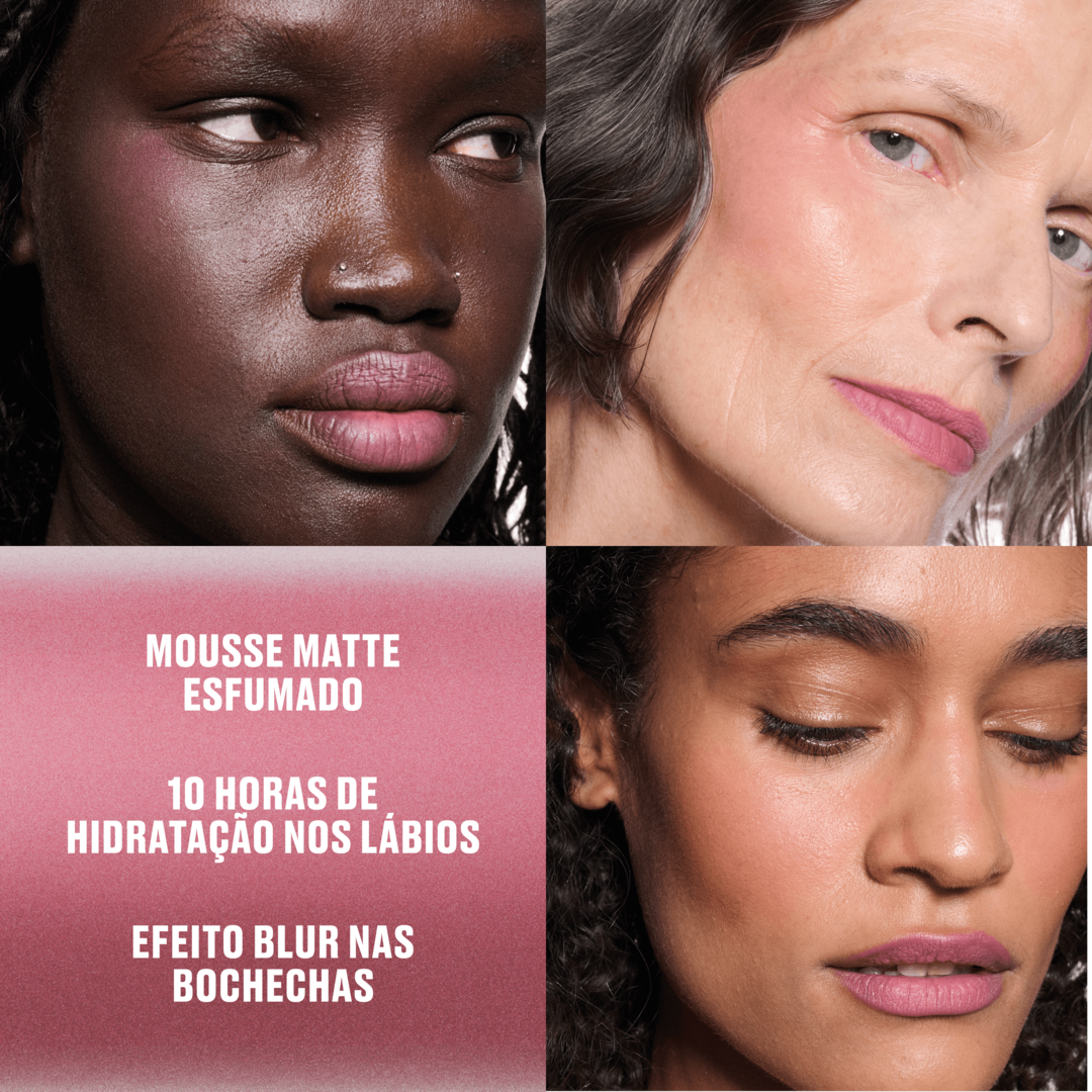 Batom Líquido 2 em 1 Lip + Cheek Mousse Powder Kiss, More The Mehr-ier, 5ml