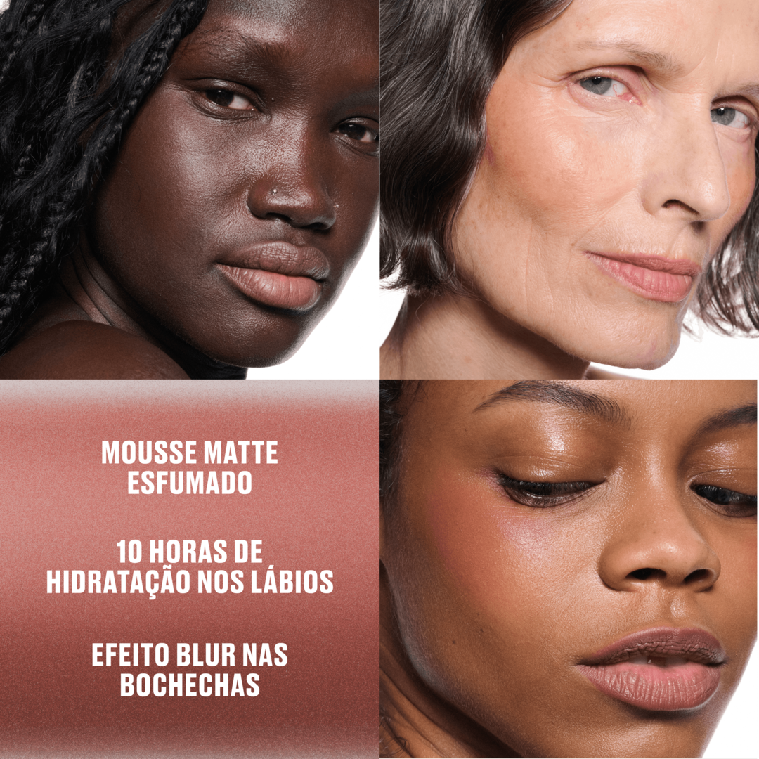 Batom Líquido 2 em 1 Lip + Cheek Mousse Powder Kiss, Over The Taupe, 5ml