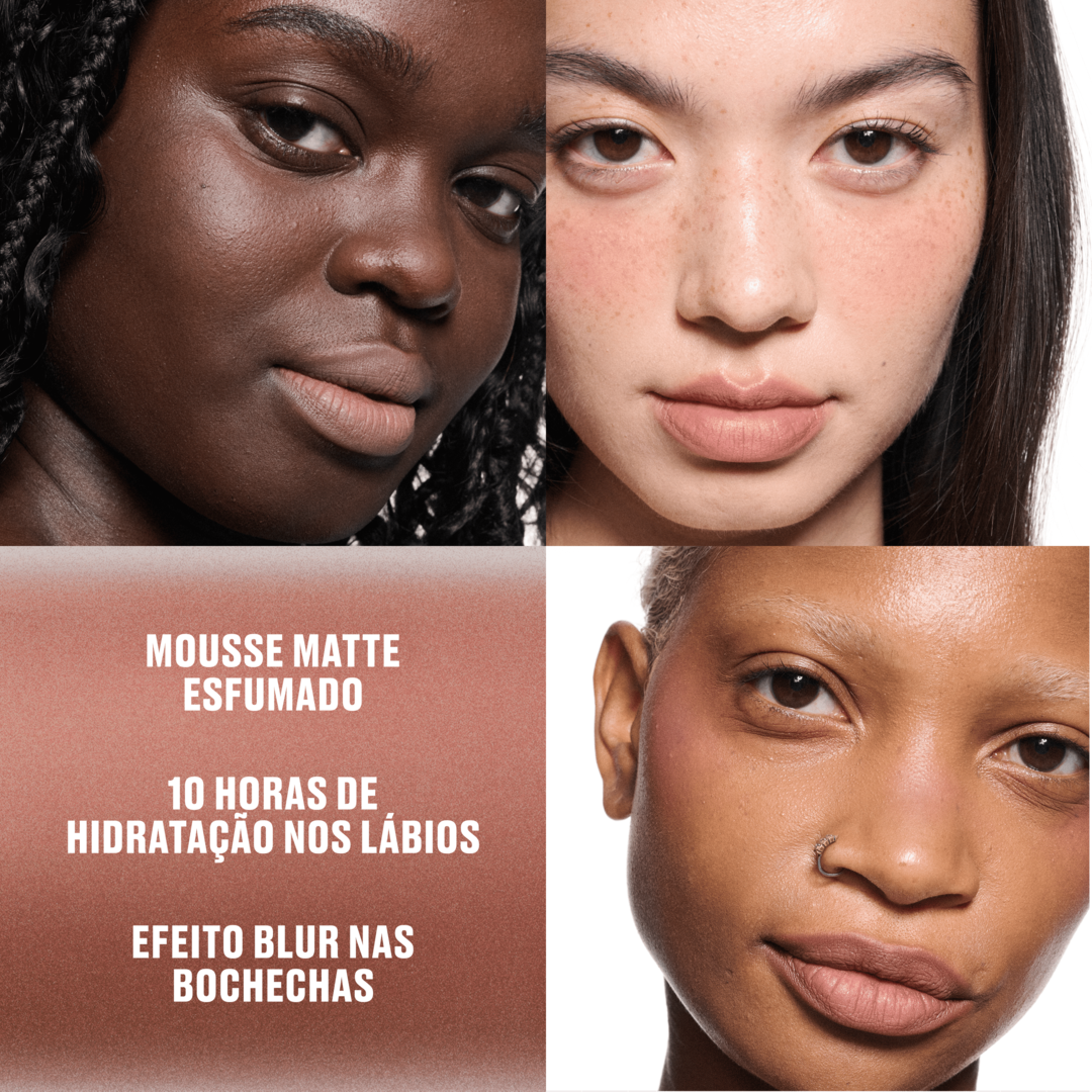 Batom Líquido 2 em 1 Lip + Cheek Mousse Powder Kiss, Taken, 5ml