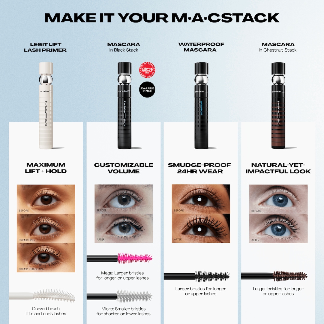 M·A·CStack Volumizing Mascara, M·A·CStack Micro Mascara, 12mL