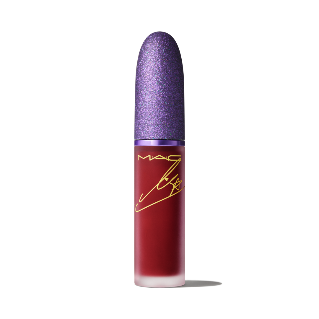 POWDER KISS LIQUID LIPCOLOUR / MAC X L 絲柔粉霧唇釉, HAUTE PANTS 紅絲絨奶霜, 5ml / 0.17oz