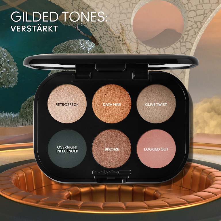 Connect In Colour Eye Shadow Palette: Bronze Influence, Retrospeck, Data Mine, Logged Out, Bronze, Overnight Influencer, Olive Twist, 6.25g, Model