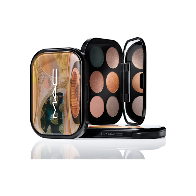 Connect In Colour Eye Shadow Palette: Bronze Influence, Retrospeck, Data Mine, Logged Out, Bronze, Overnight Influencer, Olive Twist, 6.25g, Model