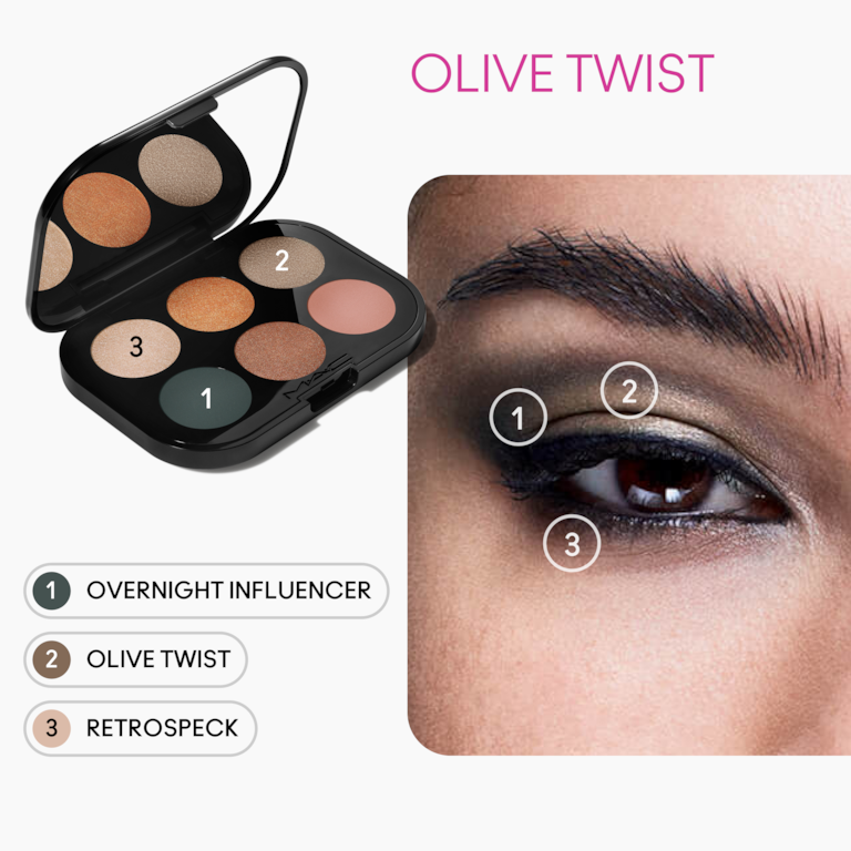 Connect In Colour Eye Shadow Palette: Bronze Influence, Retrospeck, Data Mine, Logged Out, Bronze, Overnight Influencer, Olive Twist, 6.25g