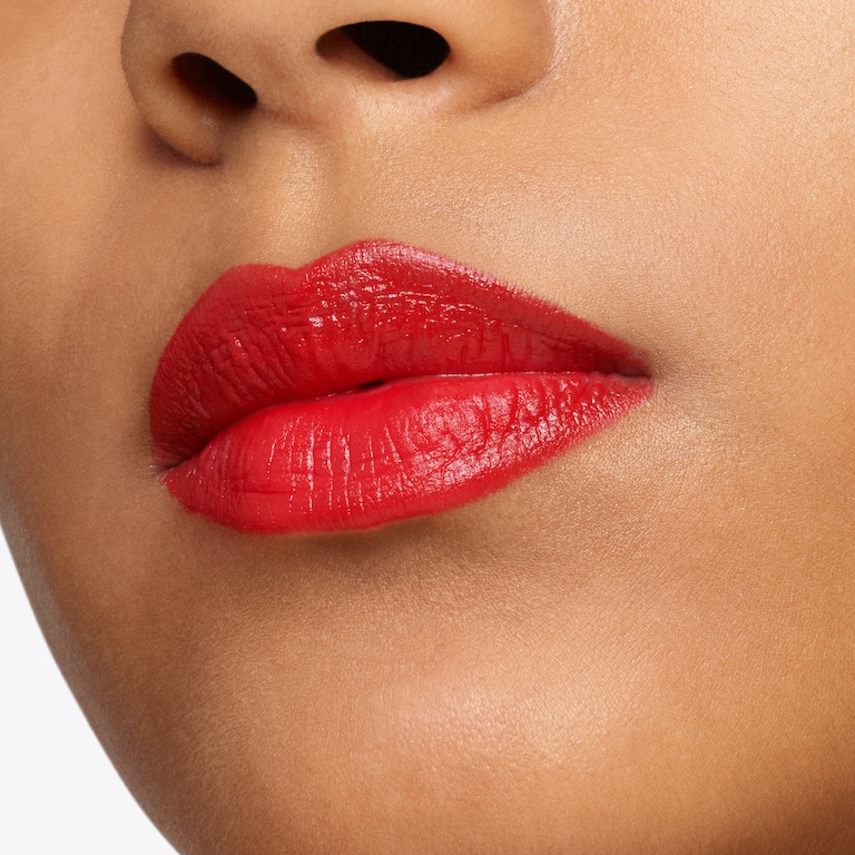 Satin Matte Lip Colour, Scarlet Rouge, 16, 3.3g, Model, Medium Skin Tone